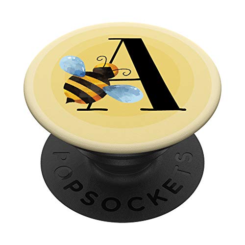 Biene Hummel Honeybee personalisiertes Geschenk Buchstabe A PopSockets PopGrip: Ausziehbarer Sockel und Griff für Handys/Tablets mit Tauschbarem Top von Bee Hummel Honeybee Personalisierte Geschenke