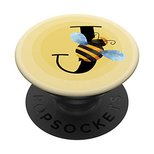 Biene Hummel Honeybee personalisiertes Geschenk Buchstabe J PopSockets PopGrip: Ausziehbarer Sockel und Griff für Handys/Tablets mit Tauschbarem Top von Bee Hummel Honeybee Personalisierte Geschenke