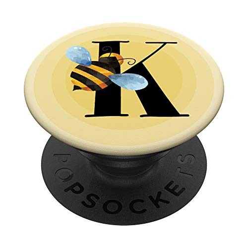 Biene Hummel Honeybee personalisiertes Geschenk Buchstabe K PopSockets PopGrip: Ausziehbarer Sockel und Griff für Handys/Tablets mit Tauschbarem Top von Bee Hummel Honeybee Personalisierte Geschenke