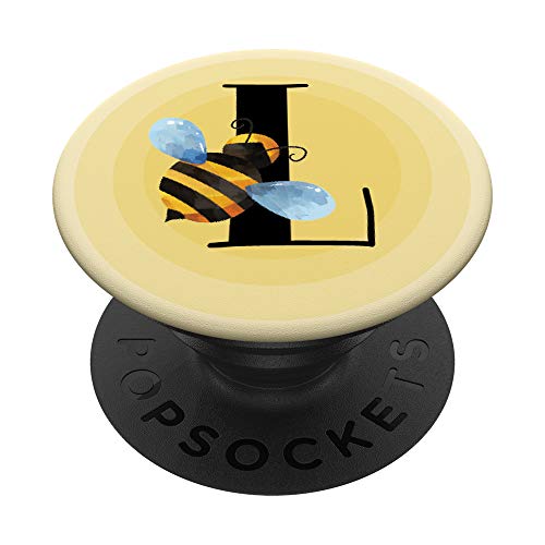 Biene Hummel Honeybee personalisiertes Geschenk Buchstabe L PopSockets PopGrip: Ausziehbarer Sockel und Griff für Handys/Tablets mit Tauschbarem Top von Bee Hummel Honeybee Personalisierte Geschenke