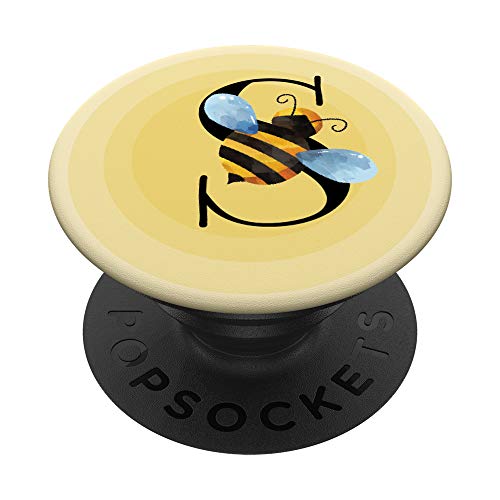 Biene Hummel Honeybee personalisiertes Geschenk Buchstabe S PopSockets PopGrip: Ausziehbarer Sockel und Griff für Handys/Tablets mit Tauschbarem Top von Bee Hummel Honeybee Personalisierte Geschenke