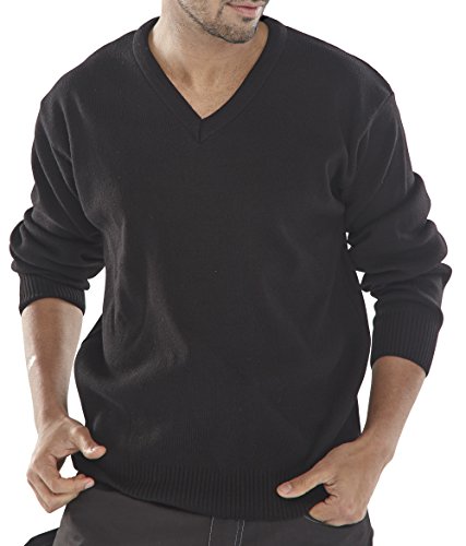 Click Acrylic V-Neck Sweater Black - Medium von BeeSwift