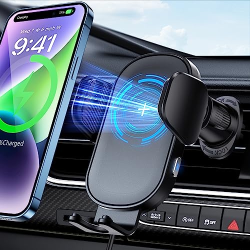 Beeasy 15W Fast Wireless Charger Auto - Handyhalterung Auto Mit Ladefunktion - Automatischer Induktives Qi Ladestation Kfz - Handy Halterung Auto Ladegerät Lüftung für iPhone Samsung Huawei LG usw von Beeasy