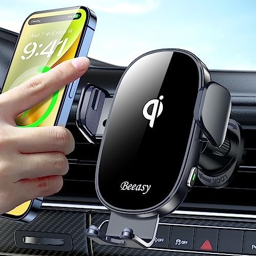 Beeasy 15W Handyhalterung Auto Mit Ladefunktion - Wireless Charger Auto Automatischer Qi Induktive Ladestation Kfz - Handy Halterung Auto Ladegerät Lüftung für iPhone Samsung Huawei LG usw von Beeasy