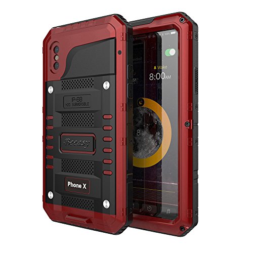 Beeasy Hülle Kompatibel mit iPhone X/XS, Wasserdicht Outdoor Stoßfest Handy Case Militärstandard Schutzhülle mit Displayschutz Robust Metall Schutz Stürzen Stößen Heavy Duty Handyhülle, Rot Beeasy Hülle Kompatibel mit iPhone X/XS, Wasserdicht Outdoor Stoßfest Handy Case Militärstandard Schutzhülle mit Displayschutz Robust Metall Schutz Stürzen Stößen Heavy Duty Handyhülle, Rot von Beeasy