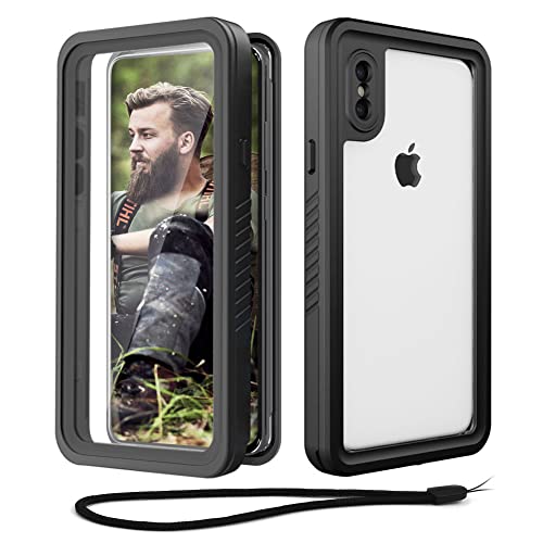 Beeasy Kompatibel mit iPhone X/XS Hülle Wasserdicht, Outdoor Militärschutz Stoßfeste Staubdicht Schutzhülle, 360 Grad Schutz mit Displayschutz für iPhone X/XS Case, Schwarz von Beeasy