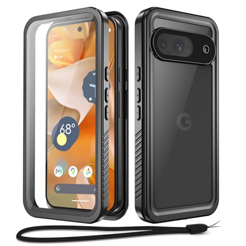 Beeasy für Google Pixel 9 Hülle, IP68 Wasserdicht Outdoor Handyhülle 360 Grad Schutzhülle, Wasserfest Stoßfest Staubdicht Panzerhülle mit Displayschutz für Pixel 9 Case (6,3"), Schwarz von Beeasy
