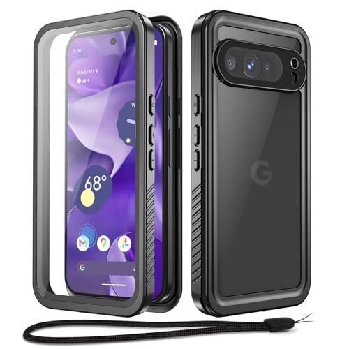 Beeasy für Google Pixel 9 Pro XL Hülle, IP68 Wasserdicht Outdoor Handyhülle 360 Grad Schutzhülle, Wasserfest Stoßfest Staubdicht Panzerhülle mit Displayschutz für Pixel 9 Pro XL Case (6,8"), Schwarz von Beeasy