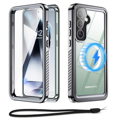 Beeasy für Samsung Galaxy S24 Hülle Wasserdicht für MagSafe, 360 Grad Outdoor Schutzhülle Magnetisch Handyhülle, Stoßfest Staubdicht Wasserfest Panzerhülle Case mit Displayschutz, Schwarz von Beeasy