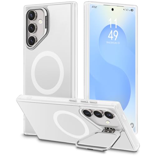 Beeasy für Samsung Galaxy S25 Hülle, Kompatibel mit MagSafe, Samsung S25 Ständer Handyhülle, Magnetische Stoßfest Schutzhülle Case, Durchscheinend Matt Weiß Beeasy für Samsung Galaxy S25 Hülle, Kompatibel mit MagSafe, Samsung S25 Ständer Handyhülle, Magnetische Stoßfest Schutzhülle Case, Durchscheinend Matt Weiß von Beeasy