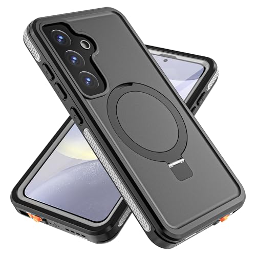 Beeasy für Samsung Galaxy S25 Hülle Wasserdicht für MagSafe [Unsichtbarer Ständer] 360 Grad Outdoor Schutzhülle mit Displayschutz, Wasserfest Handyhülle Stoßfest Staubdicht Panzerhülle Case 6.2" von Beeasy