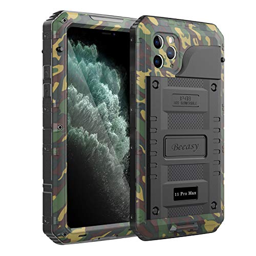 Beeasy für iPhone 11 Pro Max Hülle (6,5") Wasserdicht Outdoor, Stoßfest Panzerhülle Militär 360 Grad Schutzhülle mit Displayschutz, Metall Heavy Duty Handyhülle iPhone 11 Pro Max Case, Camouflage von Beeasy