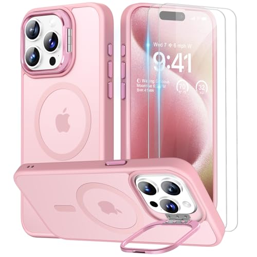 Beeasy für iPhone 15 Pro Max Hülle, Kompatibel mit MagSafe, Ständer Handyhülle mit 2 Stück Schutzfolie, Magnetische Stoßfest Schutzhülle Case, Durchscheinend Matt Rosa Beeasy für iPhone 15 Pro Max Hülle, Kompatibel mit MagSafe, Ständer Handyhülle mit 2 Stück Schutzfolie, Magnetische Stoßfest Schutzhülle Case, Durchscheinend Matt Rosa von Beeasy