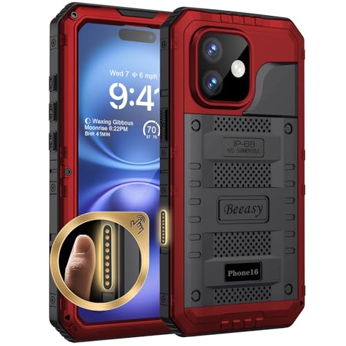 Beeasy für iPhone 16 Wasserdicht Metall Hülle, Outdoor Panzerhülle Stoßfest Staubdicht Schutzhülle mit Displayschutz, Robust Heavy Duty Militär Handyhülle iPhone 16 Case 6,1", Schwarz Beeasy für iPhone 16 Wasserdicht Metall Hülle, Outdoor Panzerhülle Stoßfest Staubdicht Schutzhülle mit Displayschutz, Robust Heavy Duty Militär Handyhülle iPhone 16 Case 6,1", Schwarz von Beeasy