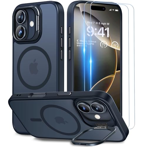 Beeasy für iPhone 16 Hülle für MagSafe mit Ständer, Handyhülle mit 2 Stück Schutzfolie, Magnetische Stoßfest Schutzhülle für iPhone 16 Case 6,1 Zoll, Durchscheinend Matt Schwarz Beeasy für iPhone 16 Hülle für MagSafe mit Ständer, Handyhülle mit 2 Stück Schutzfolie, Magnetische Stoßfest Schutzhülle für iPhone 16 Case 6,1 Zoll, Durchscheinend Matt Schwarz von Beeasy