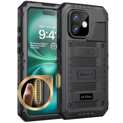 Beeasy für iPhone 16 Plus Wasserdicht Metall Hülle, Outdoor Panzerhülle Stoßfest Staubdicht Schutzhülle mit Displayschutz, Robust Heavy Duty Militär Handyhülle iPhone 16 Plus Case 6,7", Schwarz Beeasy für iPhone 16 Plus Wasserdicht Metall Hülle, Outdoor Panzerhülle Stoßfest Staubdicht Schutzhülle mit Displayschutz, Robust Heavy Duty Militär Handyhülle iPhone 16 Plus Case 6,7", Schwarz von Beeasy