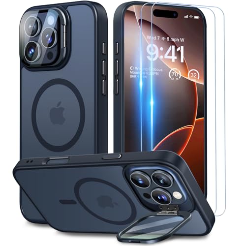 Beeasy für iPhone 16 Pro Max Hülle für MagSafe mit Ständer, Handyhülle mit 2 Stück Schutzfolie, Kameraschutz Magnetische Stoßfest Case für iPhone 16 Pro Max 6,9 Zoll, Durchscheinend Matt Schwarz Beeasy für iPhone 16 Pro Max Hülle für MagSafe mit Ständer, Handyhülle mit 2 Stück Schutzfolie, Kameraschutz Magnetische Stoßfest Case für iPhone 16 Pro Max 6,9 Zoll, Durchscheinend Matt Schwarz von Beeasy