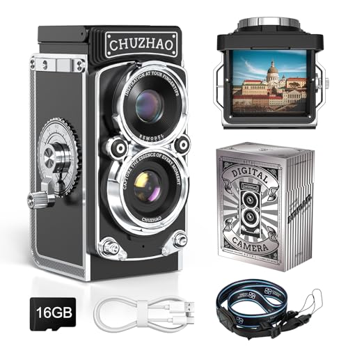 Retro Mini Digitalkamera,1080P FHD Video 12MP Autofokus Mini Retro Kamera mit 16G Karte Schwarzweiß & Farbbildschirm Fotokamera, USB Kompaktkamera Digitalkamera für Anfänger Teenager Kinder Erwachsene von Beedove