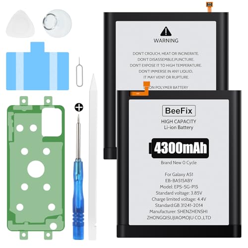 Akku für Samsung Galaxy A51, 4300mAh Ersatzakku mit hoher Kapazität für Galaxy A51(EB-BA515ABY) mit professionellen Reparaturwerkzeugen von Beefix