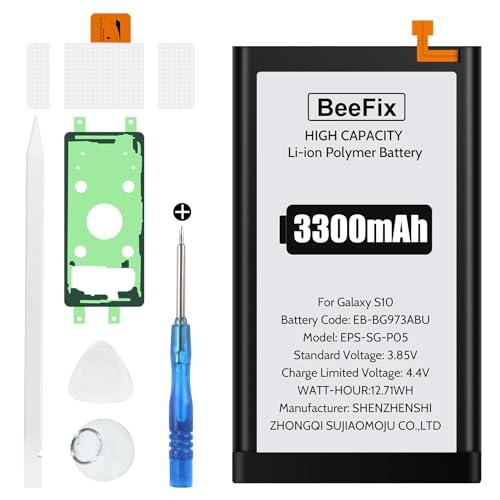 Akku für Samsung Galaxy S10, 3300mAh Ersatzakku mit hoher Kapazität für Galaxy S10(EB-BG973ABU) mit professionellen Reparaturwerkzeugen von Beefix