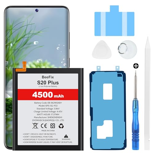 Akku für Samsung Galaxy S20 Plus, 4500mAh Ersatzakku mit hoher Kapazität für Galaxy S20 Plus(EB-BG985ABY) mit professionellen Reparaturwerkzeugen von Beefix