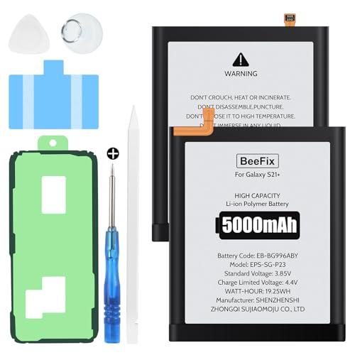 Akku für Samsung Galaxy S21 Plus, 5000mAh Hochkapazitäts-Ersatzakku für Galaxy S21 Plus(EB-BG996ABY) mit professionellen Reparaturwerkzeugen von Beefix