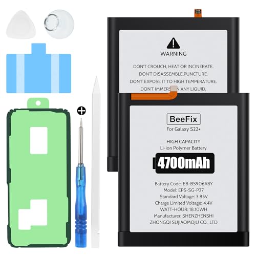 Akku für Samsung Galaxy S22 Plus, 4700mAh Hochkapazitäts-Ersatzakku für Galaxy S22+(EB-BS906ABY) mit professionellen Reparaturwerkzeugen von Beefix