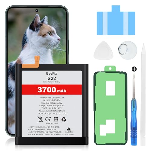 Akku für Samsung Galaxy S22 SM-S901F, 3700mAh Hochkapazitäts-Ersatzakku für Galaxy S22(EB-BS901ABY) mit professionellen Reparaturwerkzeugen von Beefix