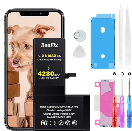 Beefix Akku für iPhone XS Max: Hohe Kapazität 4280mAh Li-Ion Ersatzakku für iPhone XS Max mit Professionellen Reparaturwerkzeugen Ersatzbatterie Kompatibel mit Modell A1921, A2101, A2102, A2103, A2104 von Beefix