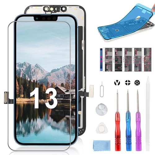 Beefix Display für iPhone 13 LCD Bildschirm Ersatz 6.1" FHD 3D Touchscreen Digitizer Bildschirm mit Reparaturkits, Modell A2482, A2631, A2634, A2635 von Beefix