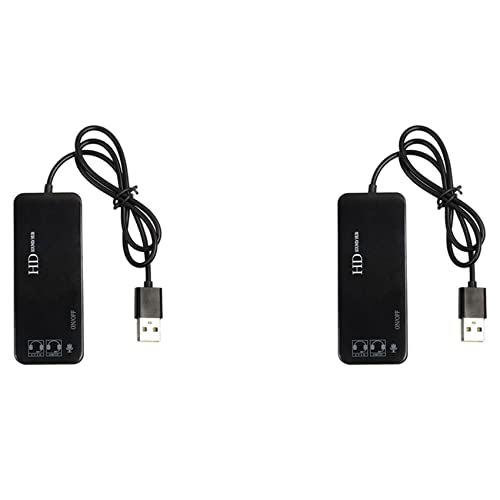 2X 3 Anschluss USB 2.0 Hub Externer 7.1Ch Sound Karte Headset Mikrofon Adapter für PC Schwarz von Beelooom