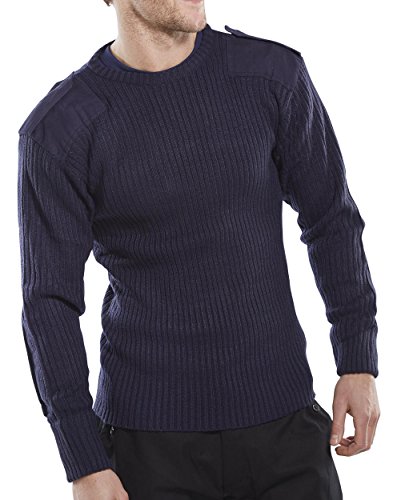 Militär Stil Rundhals Pullover Navy Blau, M, navy, 1 von Beeswift