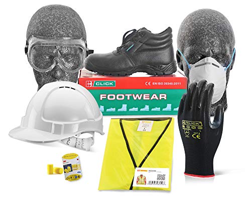 Sicherheits-Zubehör-Set für Arbeit/Handel. Extra Large Weste Größe 09 Stiefel Helm Googles Maske Handschuhe Ohrstöpsel Zertifiziert und qualitätsgeprüft. von Beeswift