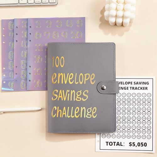 100 Envelope Saving Challenge, Budget Planner, 100 Umschlag Challenge Ordner, Sparchallenge Budgetplaner, Spar Challenge Ordner, Tragbares Budgetplanerbuch Mit Geldumschlägen von Befeixue