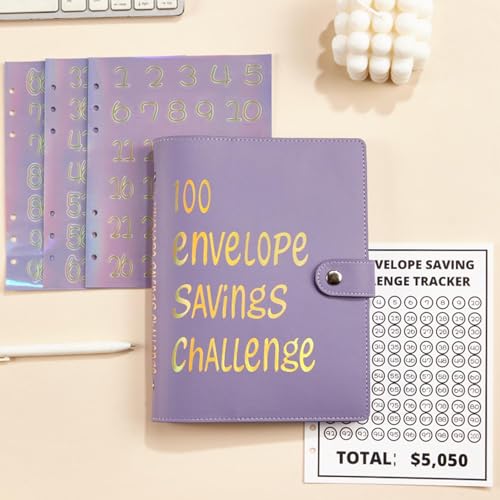 100 Envelope Saving Challenge, Budget Planner, 100 Umschlag Challenge Ordner, Sparchallenge Budgetplaner, Spar Challenge Ordner, Tragbares Budgetplanerbuch Mit Geldumschlägen von Befeixue