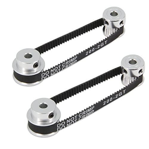 Befenybay 2 Kit GT2 Synchronrad Aluminium Zahnscheibe mit 2 Stk. Länge 200mm Breite 6mm Riemen (20-30T-5B-6) von Befenybay