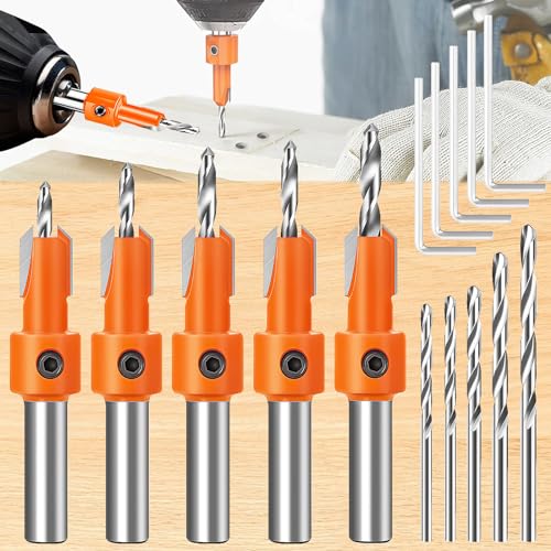 Begpoee 10 Stück Kegelsenker Bohrer, Konische Bohrer Holz, HSS Holzbohrer mit Senker, HSS Bohrer Set, Holzbohrer Set, Mit Sechskantschlüssel, Für Weichholz, Hartholz und Kunststoff(2,8/3/3,2/3,5/4 mm) Begpoee 10 Stück Kegelsenker Bohrer, Konische Bohrer Holz, HSS Holzbohrer mit Senker, HSS Bohrer Set, Holzbohrer Set, Mit Sechskantschlüssel, Für Weichholz, Hartholz und Kunststoff(2,8/3/3,2/3,5/4 mm) von Begpoee
