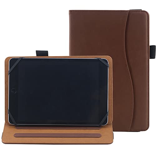 6 7 8 Zoll Universal Tablet Hülle/Halter PU Leder Tablet Hülle Verstellbare Winkel Tasche für Dokumente/Karten(Braun) von Behaniu