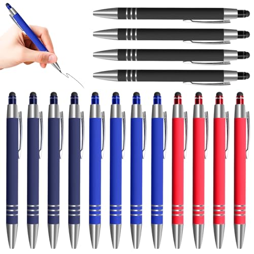 16 Stück Kugelschreiber mit touchpen, 4 Farben 2 in 1 Kugelschreiber, Hochwertig Metall Kugelschreiber Set Kapazitive Stylus, Kugelschreiber touchpen für Pad Tablet Smartphone Touchscreen von Behogan