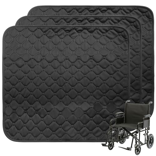 3 Stück Waschbare Inkontinenz Stuhlauflage, 54x56cm Inkontinenzunterlage, Wasserdichte Saugfähige Sitzauflage, Haustierfreundliche Schutzmatte für Sofa, Rollstuhl und Autositz, Schwarz von Behogan