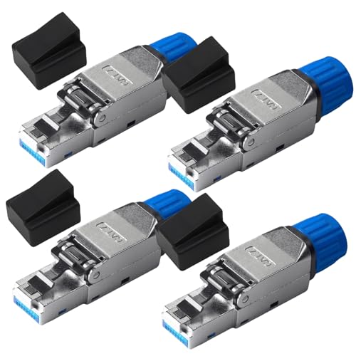 Behogan 4 Stück RJ45 Stecker Werkzeuglos, Lan Stecker Cat 7 Werkzeuglos, CAT 7 Netzwerkstecker Stecker RJ45 Werkzeuglos Geschirmt 10 Gbit/s 600 MHz Netzwerk Stecker für Starre Verlegekabel Behogan 4 Stück RJ45 Stecker Werkzeuglos, Lan Stecker Cat 7 Werkzeuglos, CAT 7 Netzwerkstecker Stecker RJ45 Werkzeuglos Geschirmt 10 Gbit/s 600 MHz Netzwerk Stecker für Starre Verlegekabel von Behogan