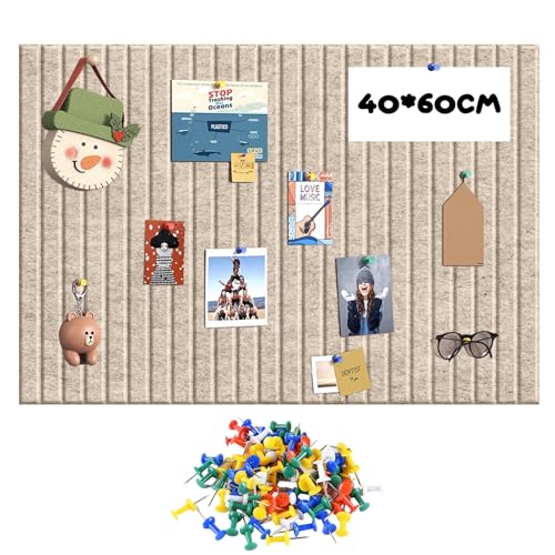 Behogan 60x40cm Filz Pinnwand, Dekorative Pinnwand aus Filz, Faltbare Fototafel mit selbstklebendem Klebeband, 30 Pinnnadeln,Sichttafel für Wände in der Schule, zu Hause(Gelb) von Behogan