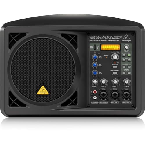 Behringer EUROLIVE B207MP3 Aktives 150 Watt 6,5" PA/Monitor-Lautsprechersystem mit MP3-Player, schwarz von Behringer