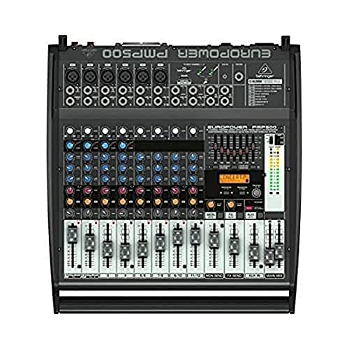 Behringer EUROPOWER PMP500 500 Watt 12-Kanal-Powermixer mit Klark Teknik Multi-FX-Prozessor, Kompressoren, FBQ-Feedback-Erkennungssystem und Wireless-Option von Behringer