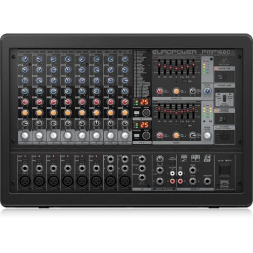 Behringer EUROPWER PMP1680S 1600-Watt-10-Kanal-Powermixer mit Dual-Multi-FX-Prozessor und FBQ-Feedback-Erkennungssystem von Behringer