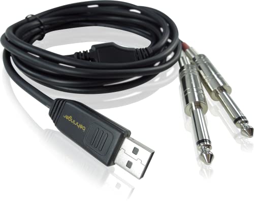 Behringer LINE 2 USB 2 Stereo 6,35 mm Line-in-auf-USB-Schnittstellenkabel (Schwarz) von Behringer