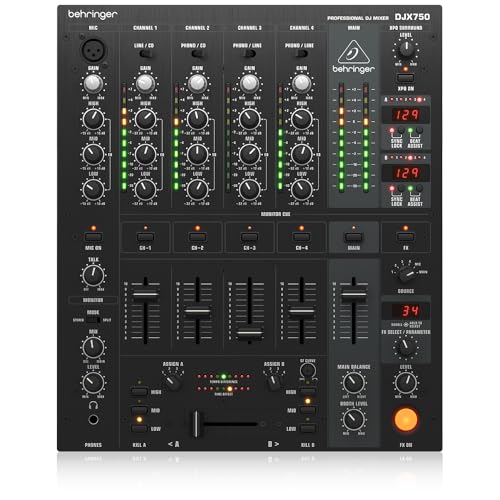 Behringer PRO MIXER DJX750 Professioneller 5-Kanal-DJ-Mixer mit fortschrittlichen Digitaleffekten und BPM-Zähler von Behringer