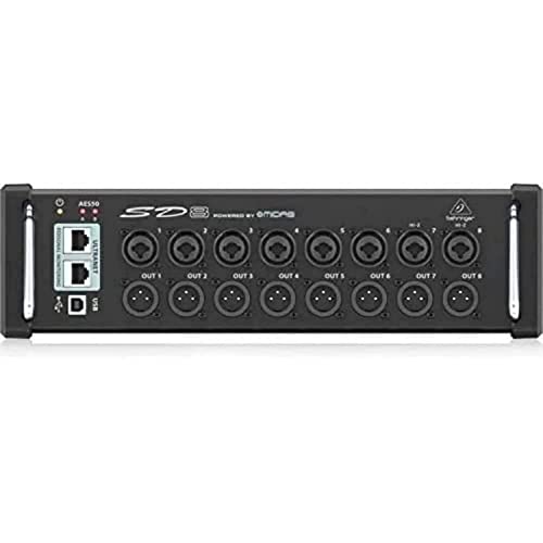 Behringer SD8 I/O Stage Box mit 8 fernsteuerbaren Midas-Vorverstärkern, 8 Ausgängen, AES50-Netzwerk und ULTRANET Personal Monitoring Hub von Behringer