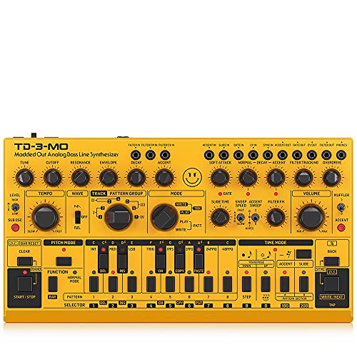 Behringer TD-3-MO-AM Desktop Synthesizer – “Modded Out” Analog Bass Line Synthesizer (Amber Color) – for Synthesizer Musicians von Behringer