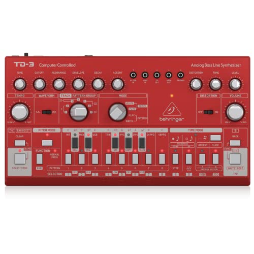 Behringer TD-3-RD Analog Bass Line Synthesizer mit VCO, VCF, 16-Step Sequencer, Distortion Effects und 16-Voice Poly Chain Behringer TD-3-RD Analog Bass Line Synthesizer mit VCO, VCF, 16-Step Sequencer, Distortion Effects und 16-Voice Poly Chain von Behringer